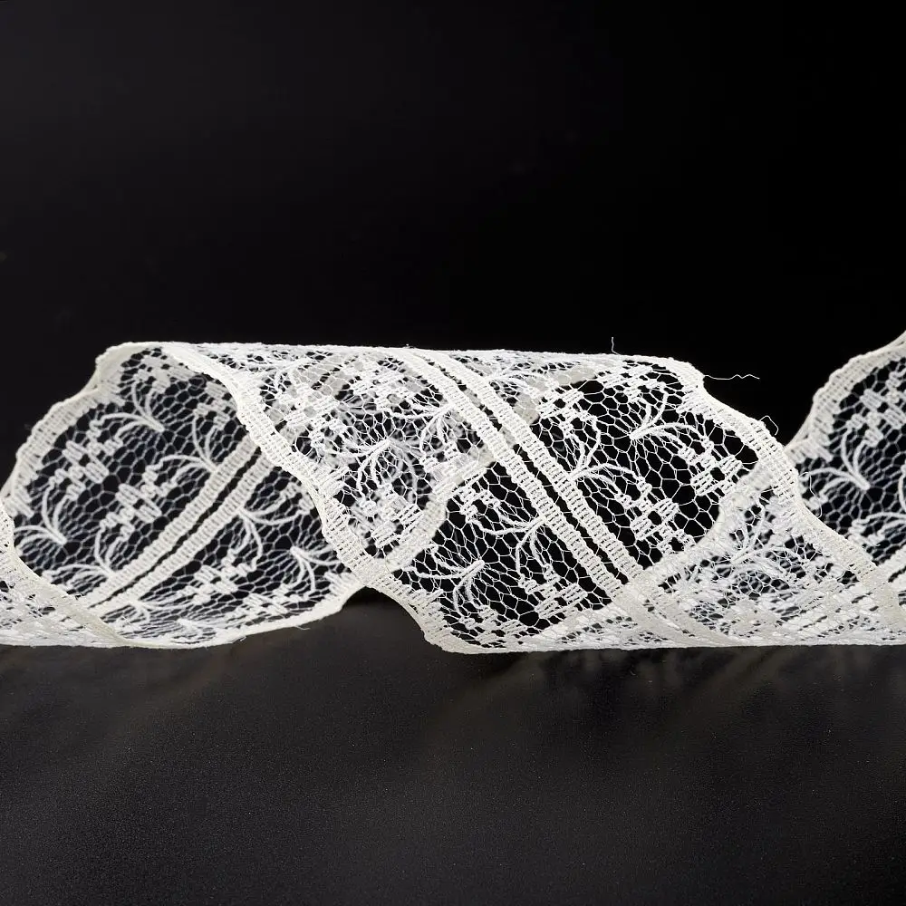 1roll Polyester Lace Trim Lace Ribbon For Sewing Decoration Light Khaki 45mm 1- 3/4 inch(45mm) wide 10.93 yards