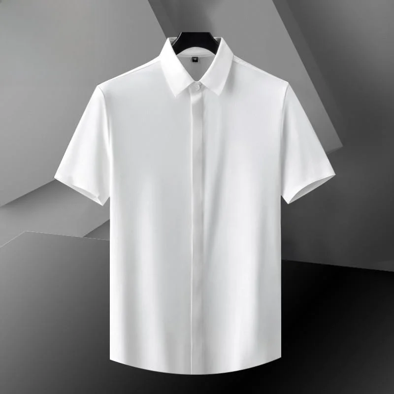 

Большие размеры Ice Silk Men's White irt ort Sve Thin Sle f Sve High End Busin Formal irt Summer Faion Urban ...