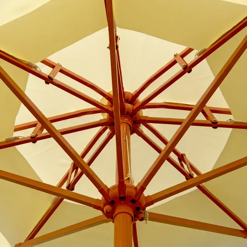PU Coated Parasol Villa Beach Seaside Hand Cranked Middle Column Umbrella Eight Bone Double Layer Courtyard Outdoor Umbrella