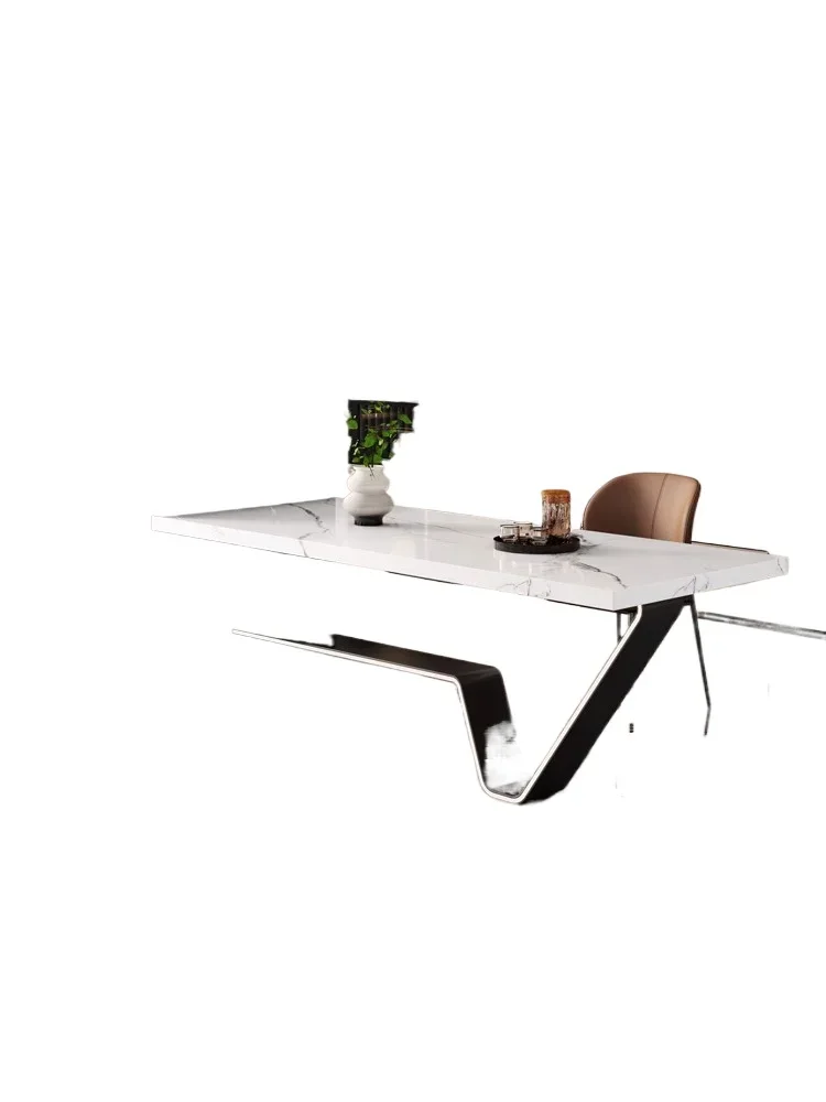 Rock slab dining table island table integrated retractable Italian light luxury Dragon Head-Raising Day living room kitchen