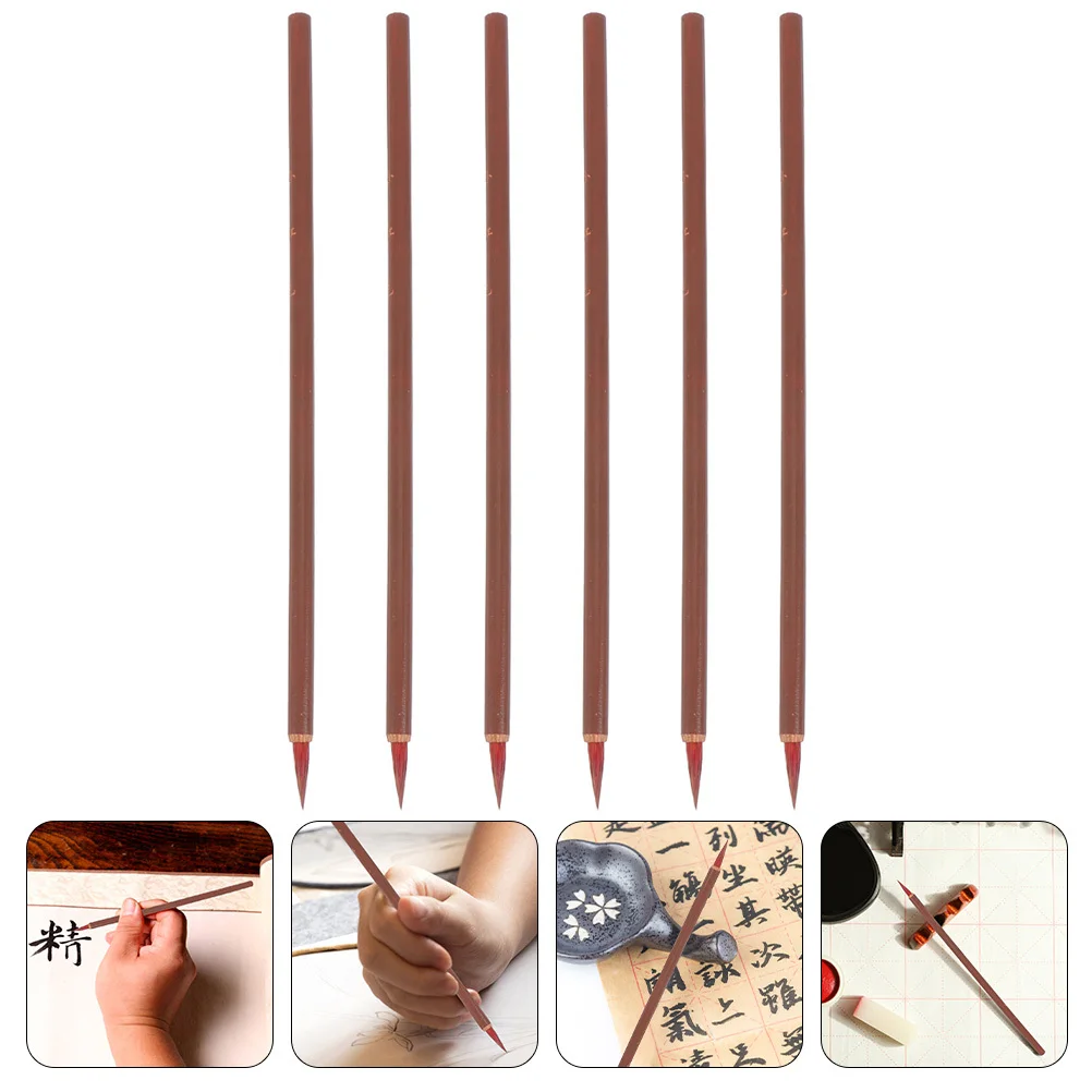 6Pcs Hong Calligraphy Brush Set Sturdy Smooth Flow No for Chinese Calligraphy Painting Beginner Writing Practice