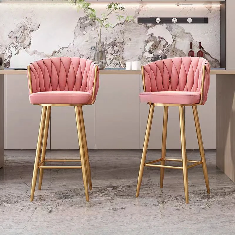 

Kitchen Counter Gold Bar Chair Luxury Chairs Ergonomic Swivel Bar Stool Barber Shop Height Metal Chaise Design Banks Backrest