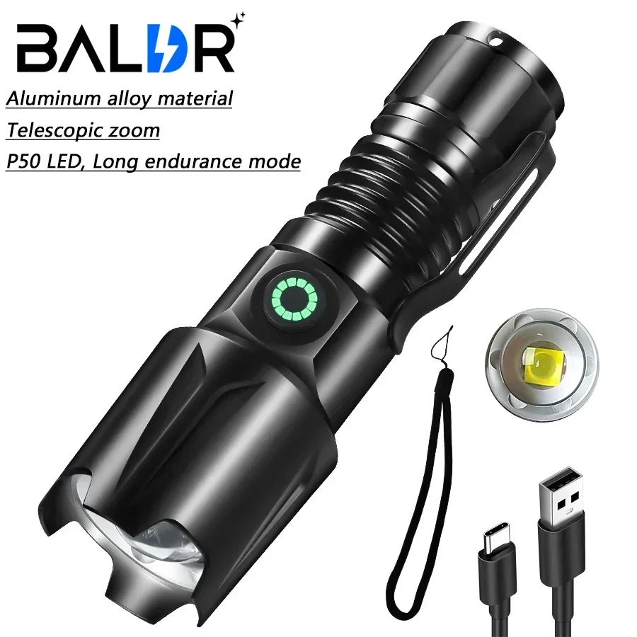 Linterna táctica Z15 Ultra brillante XHP50, luz de Flash LED, 5 modos de iluminación, linternas para montar, acampar, antorcha impermeable al aire libre