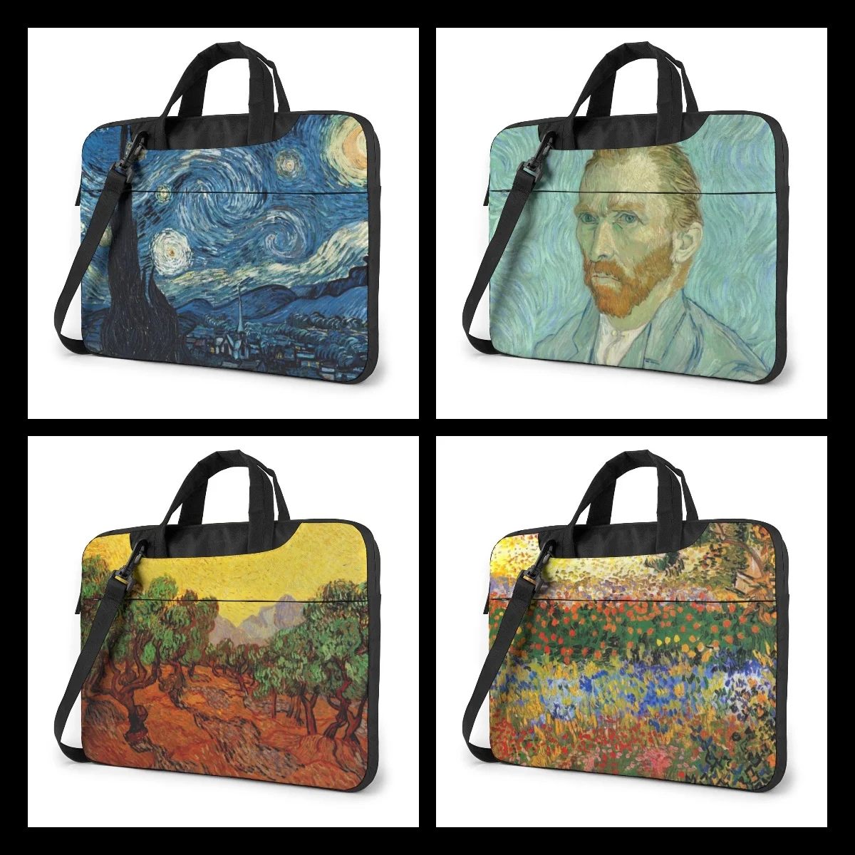 Imagem -02 - Van Gogh Bolsa para Laptop com Alça Bolsa Protetora para Computador Bolsa para Laptop de Viagem Elegante