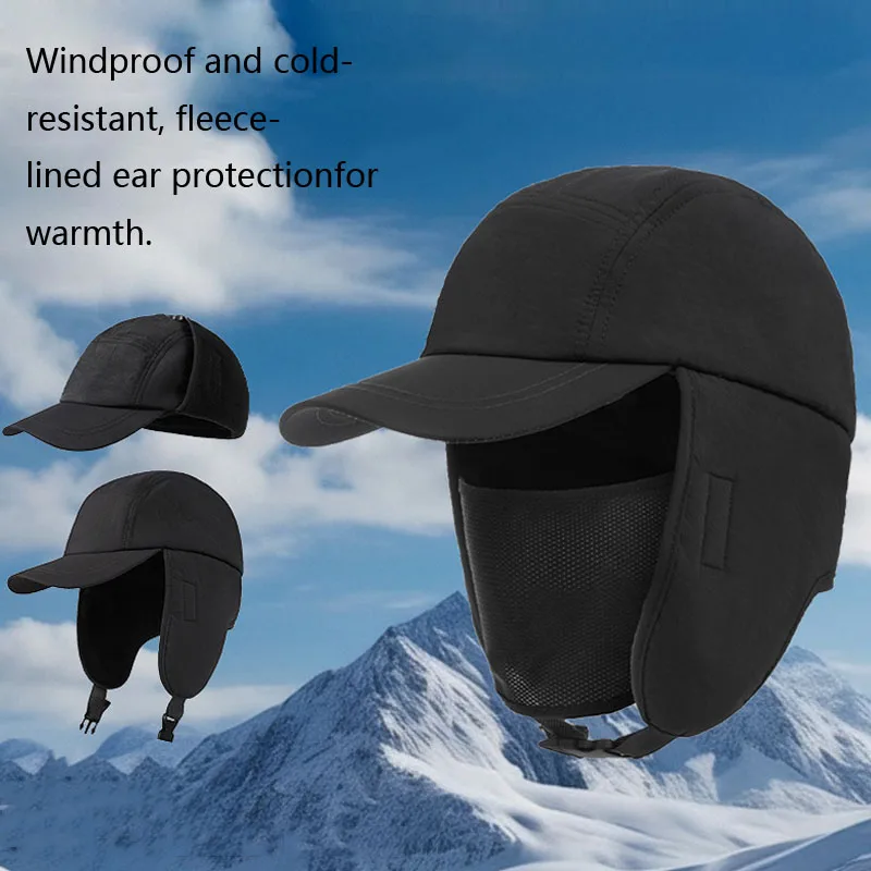 Winter Thickened Warm Trapper Pilot Caps for Men Women Earflap Warm Waterproof Ski Bomber Cap