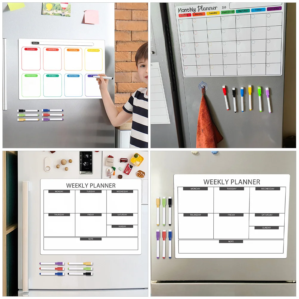 مجموعة واحدة من لوحة التذكير المغناطيسية للثلاجة، سهلة الاستخدام، مخطط يومي، ملاحظات فهرسة للقيام بقائمة لوحة الرسائل، لوازم المطبخ #1