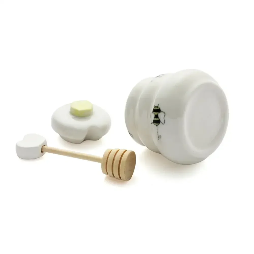 Bee Gift Honey Jar  Bottle Honey Storage Container with Dipper and Lid Beehive Shaped Honey Pot Honeycomb Tank for Wedding Party