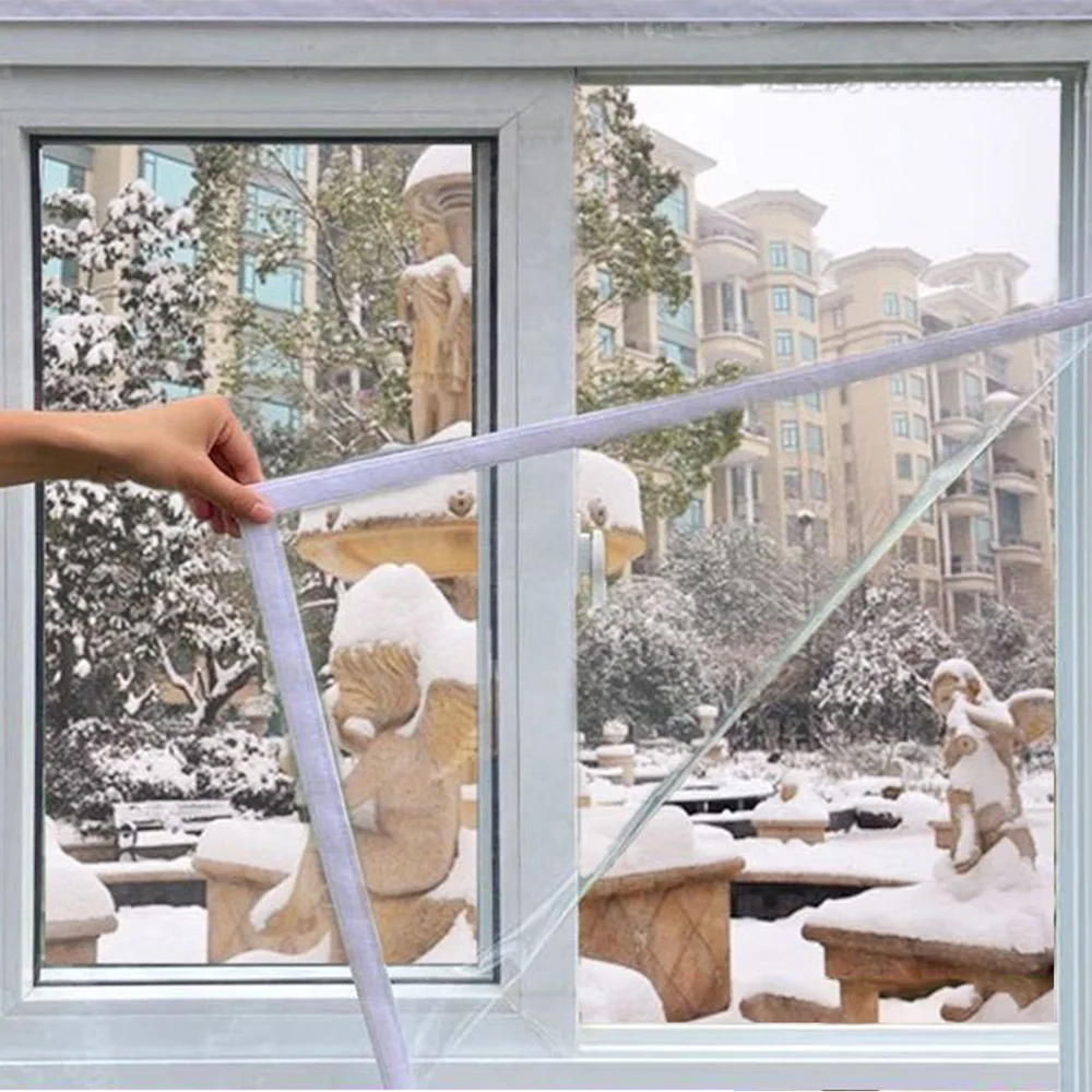 Window Insulation Film Winter Indoor Windproof Warm Self-Adhesive for Energy Saving Crystal Clear Soft Glass Shrink Heat Film