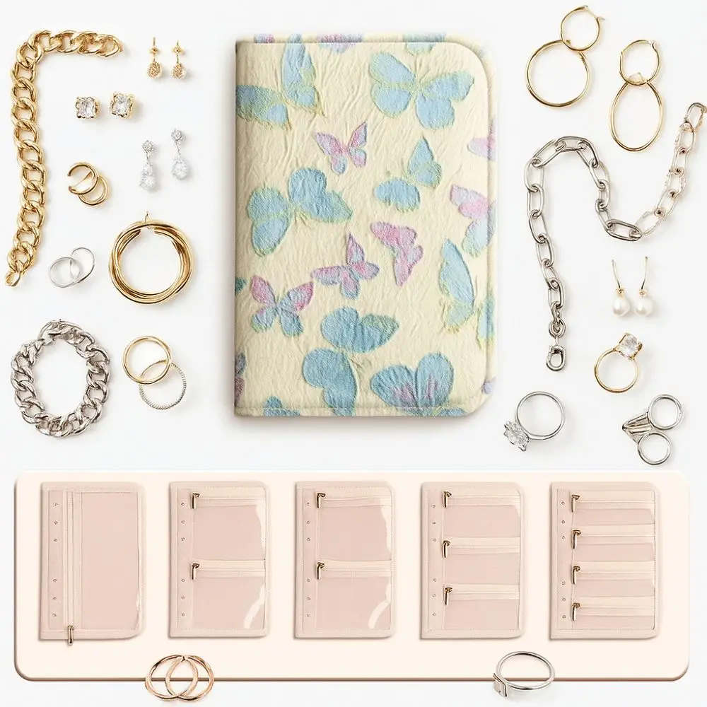 

Butterfly Flower Pattern Jewelry Storage Bag Grid Storage Anti-oxidation Jewelry Organizer Space Saving Multi-layer