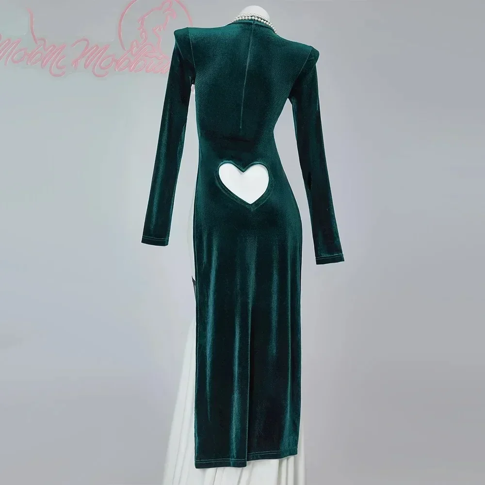 CosplayMobbunny 여성용 란제리 드레스 세트 하이 슬릿 드레스와 숄 스타킹과 목걸이 코스프레 의상