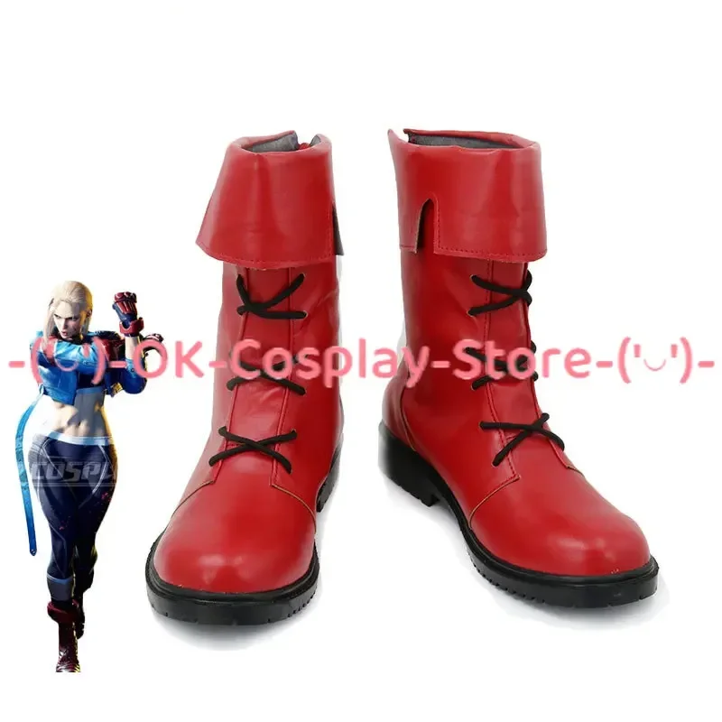 [Customized] Cammy Cosplay Shoes Anime Game Roleplay Props Halloween Carnival Holiday Party PU Leather Boots