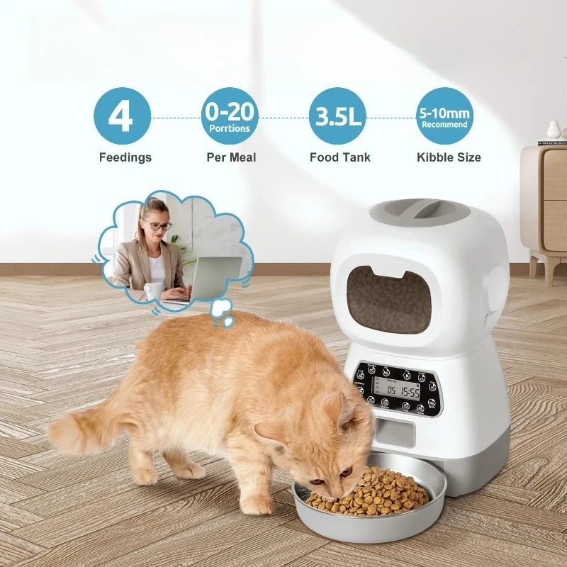 Smart WiFi Automatic Pet Feeder 3.5L Timed Quantitative Triple Outlet Food Dispenser For Small Medium Pets
