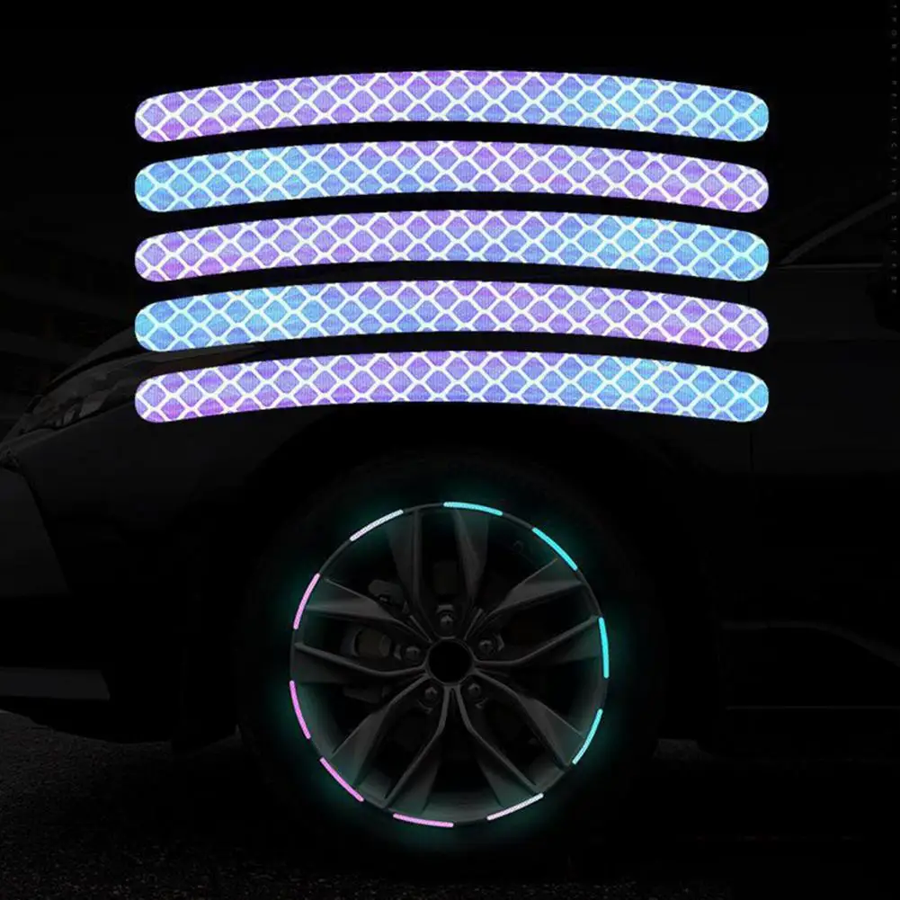 20PCS Car Wheel Stickers Reflective Night Safety Warning Tape Waterproof Scratch-Resistant Rim Decals for Cars Motorcycles 97