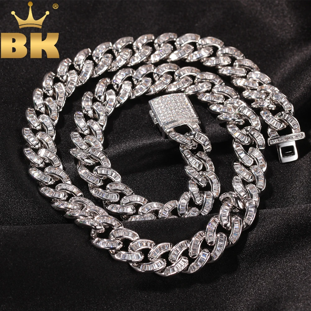 

THE BLING KING 10.5mm Cuban Chain Necklace Miami Luxury Full Micro Paved Baguettecz Bracelet Fashion Hiphop Rapper Jewelry