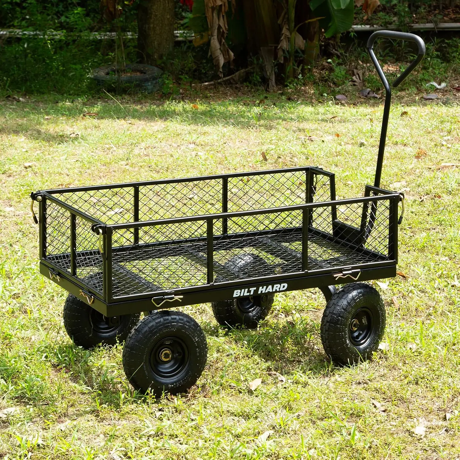 Heavy Duty 880 Lbs Capacity Mesh Steel Garden Cart, 4 Cu.Ft Heavy Duty Garden Cart with 180° Rotating Handle, Customized