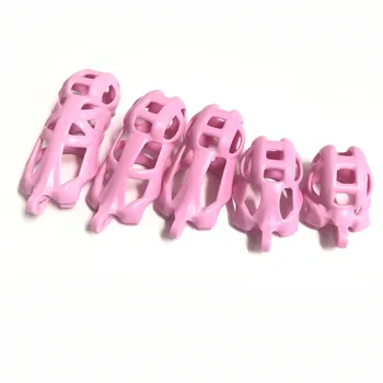 Leichter rosafarbener Keuschheitskäfig für Männer mit 4-Ring-Käuschheitsgürtel für kleine Keuschheitsgürtel