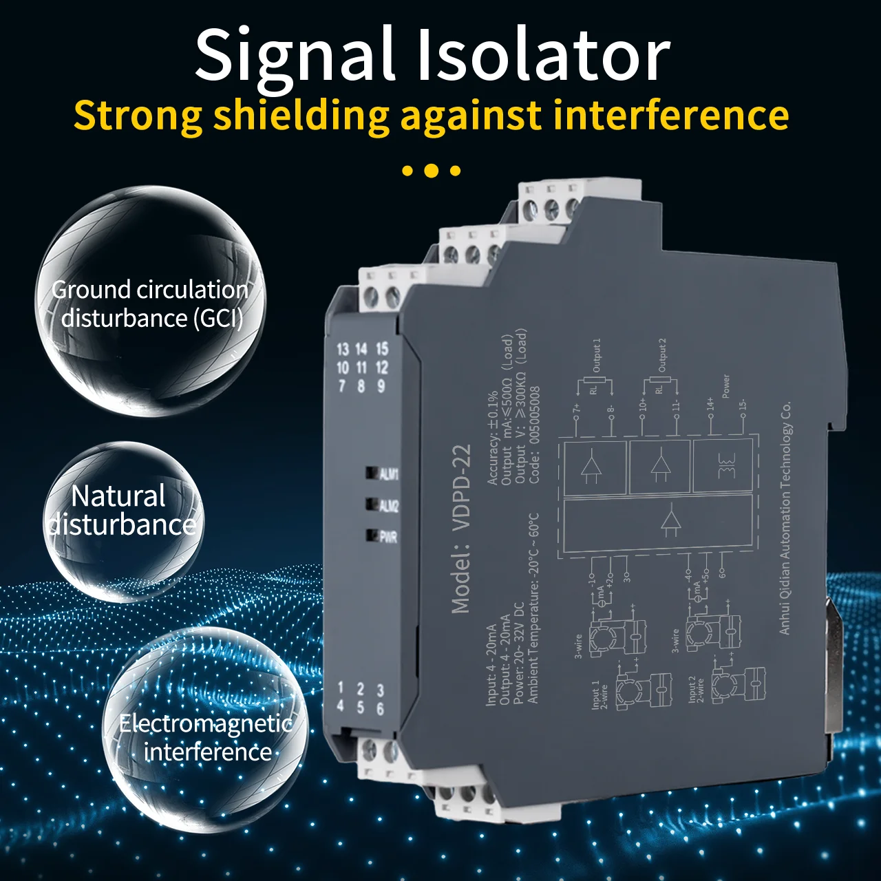 

4-20 мА 0-10 В 0-5 В преобразователь выходной сигнала преобразователь изоляции сигнала DC24 В аналоговый передатчик мощности