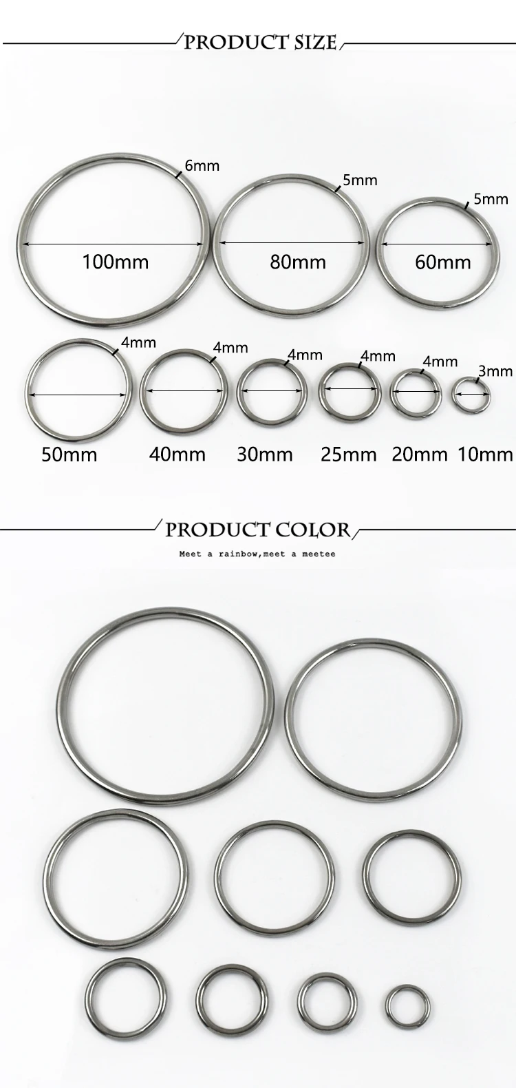 2-10Pcs 15-100mm Stainless Steel O Ring Buckle Webbing Strap Connect Loop Clasp Dog Collar Hook Buckles DIY Hardware Accessories