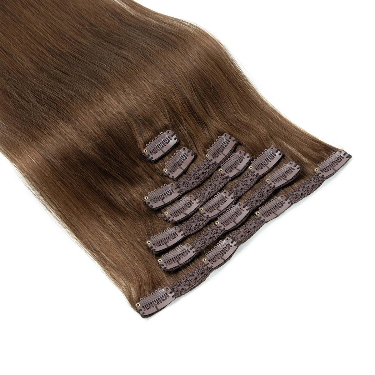 Boymia Clip in Hair Extension Human Hair Double Weft 7PCS Clip Ins Real Natural Machine Remy Straight Extensions For Add Volume