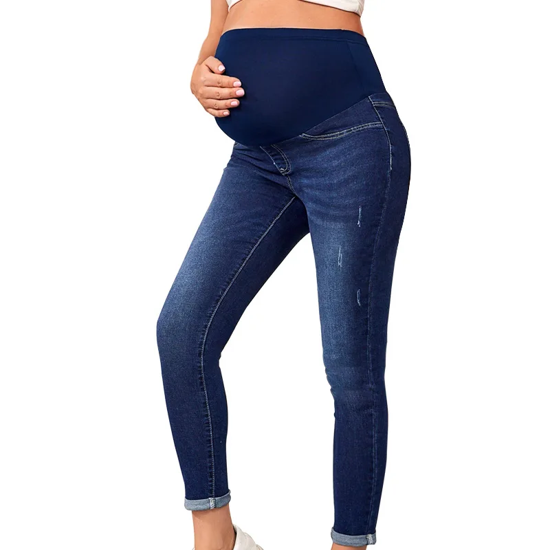 Maternity Jeans Maternity High Waist Belly Lift Elastic Waist Denim Jean Pencil Pants
