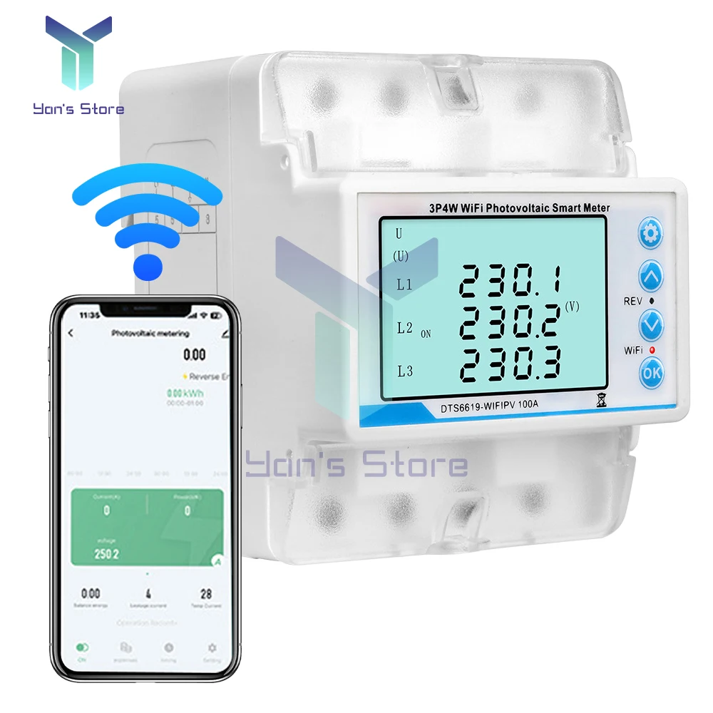 

Tuya WiFi 100A 3P4W Photovoltaic Meter Three Phase Recloser Switch Intelligent Reclosing Protector Limiting Circuit Breaker