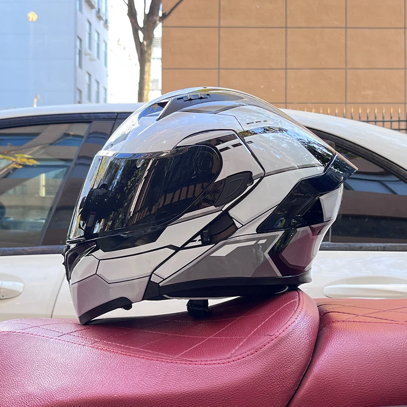 

Motorcycle helmets Double Visors Modular Flip Up helmet DOT approved Full face casque moto racing casco abatible para moto