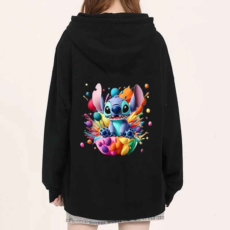 Disney  Lilo & Stitch Stitch Men Women Hoodies Casual Hip Hop Streetwear Long Sleeves Sweatshirts Boys Girls Autumn Tops Coats