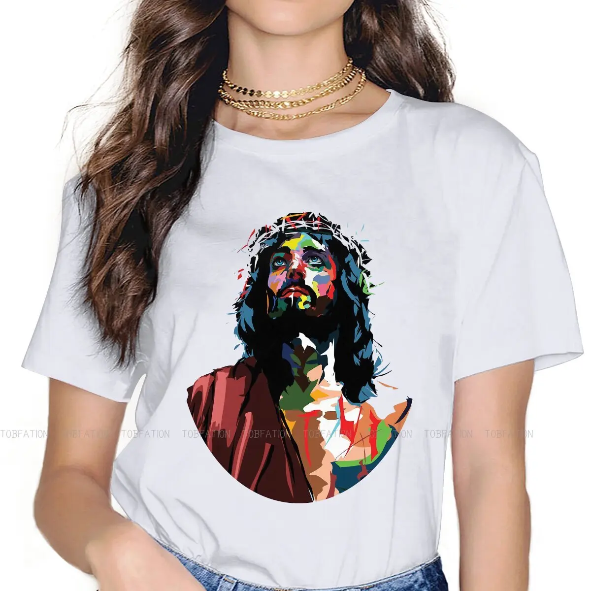 Colorful Face Special TShirt for Girl Jesus Christ Nativity Top Quality Hip Hop Gift Clothes  T Shirt Hot Sale