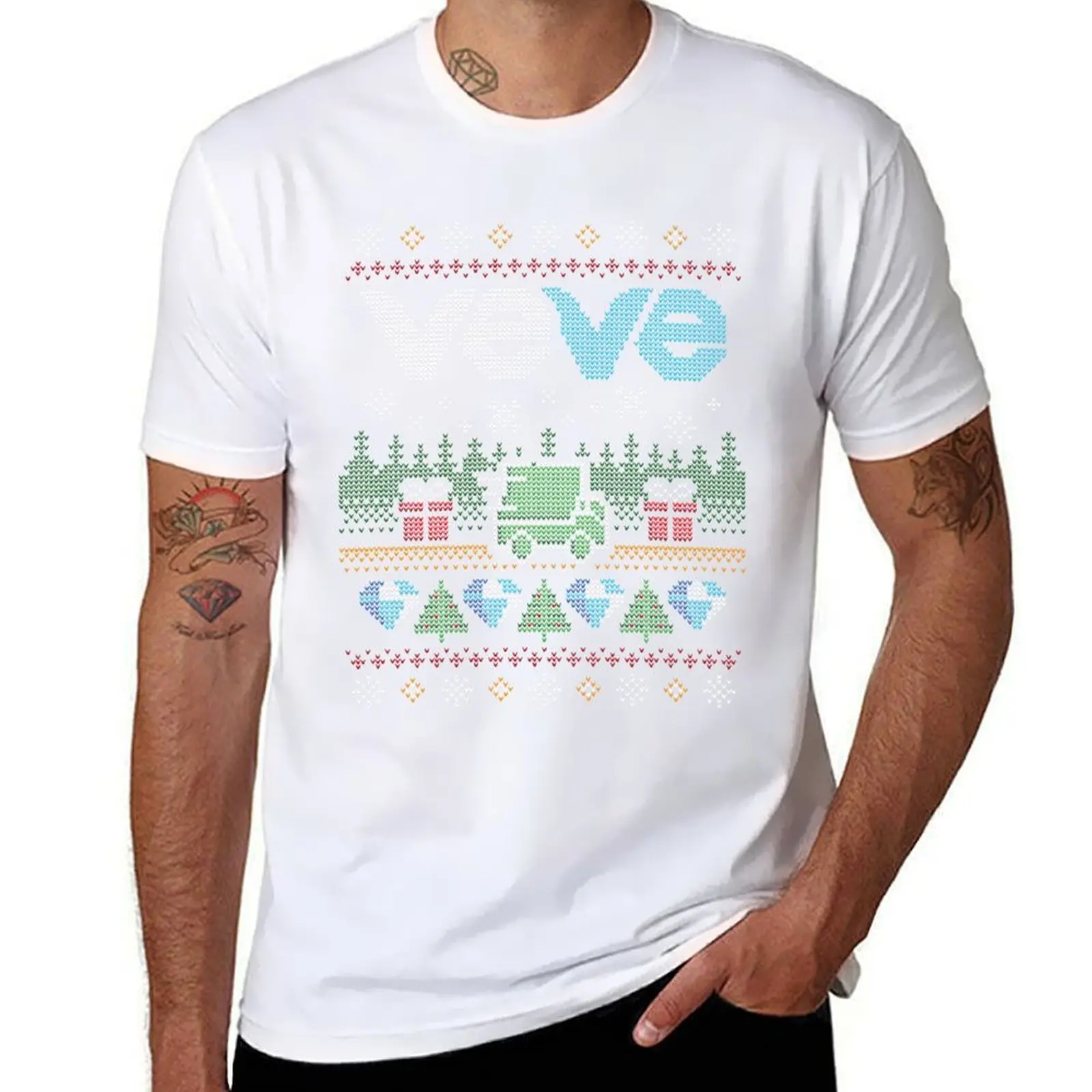 

Veve Ugly Christmas Sweater T-Shirt cotton tshirt 100% t shirts for man graphic tees T-Shirt