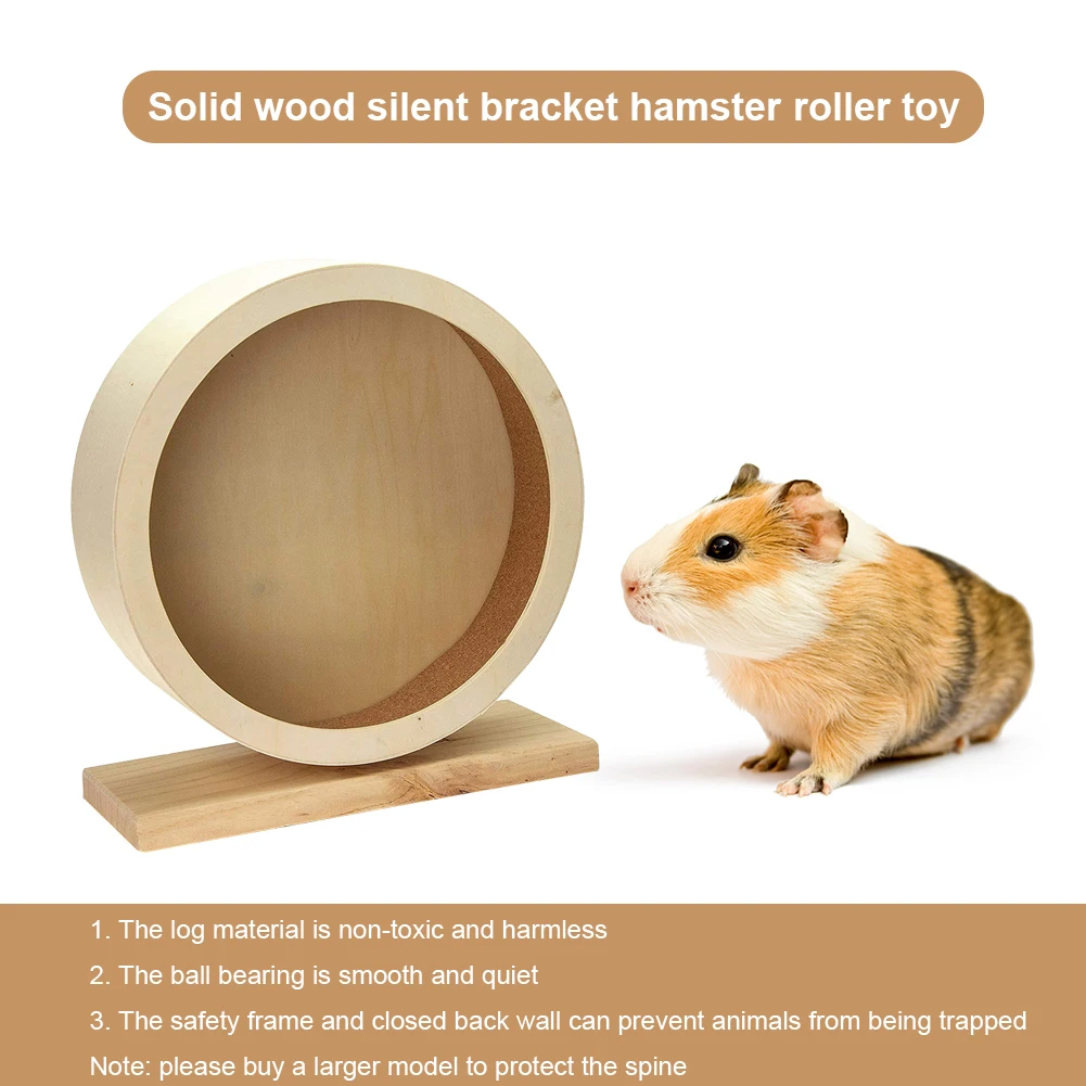 Natural Wood Hamster Wheel Running Toy Multipurpose Guinea Pig Rotatory Wheel Exercise Small Pet Sports Wheel for Hamster Mice