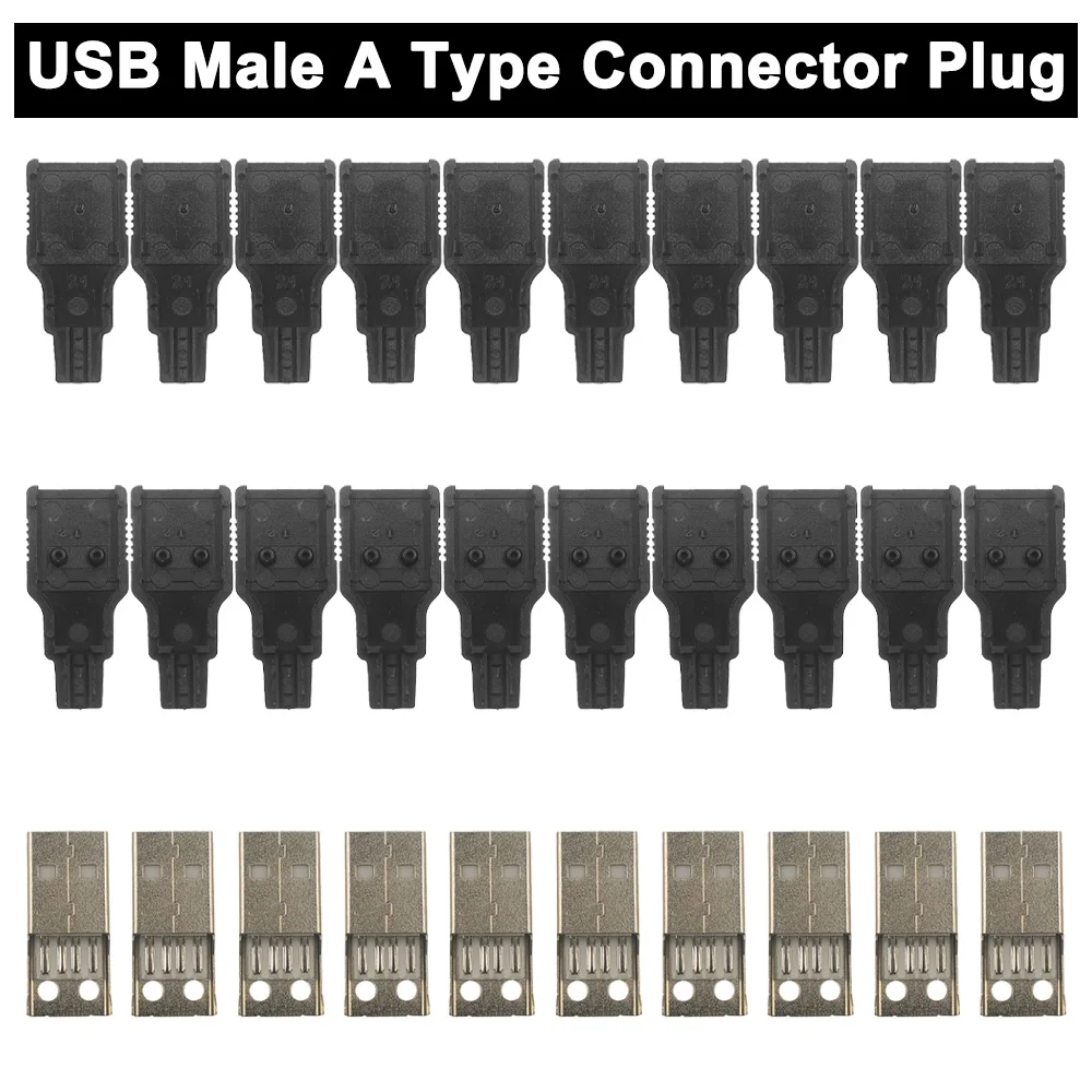 10pcs/lot USB Male 4Pin A Type Plug Connector with Plastic Cover for Data Connection Interface Charging