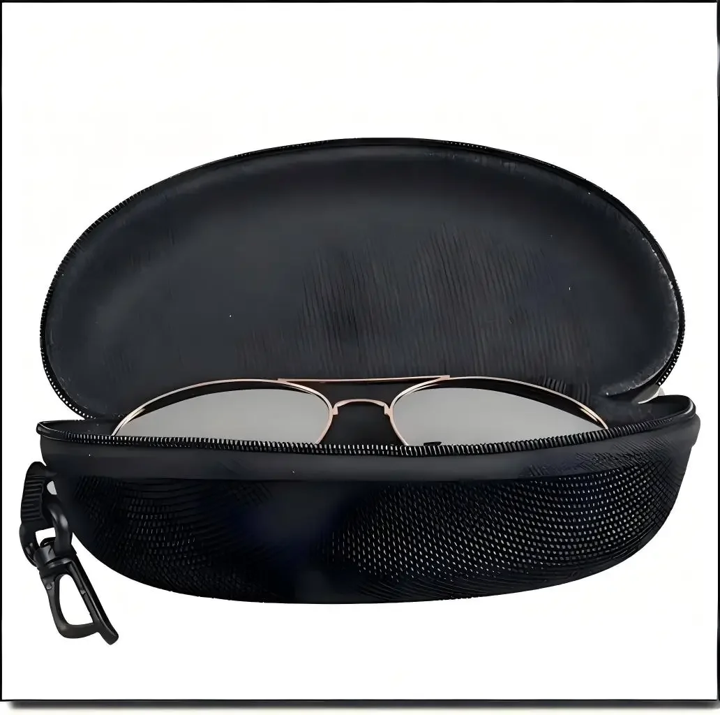 1PC 2025 New Sports Anti Glasses Box EVA Zipper Box Oxford Cloth Glasses Box Portable Hook image 3