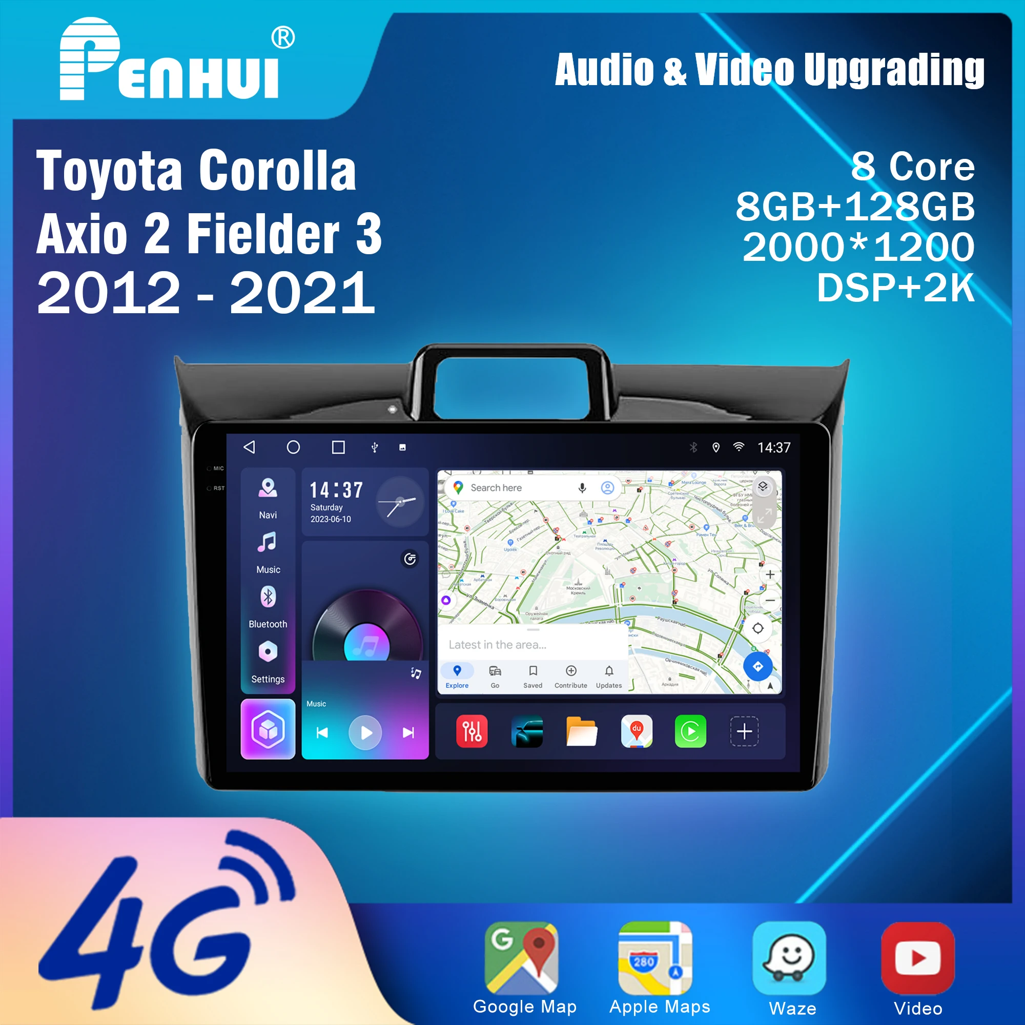 Penhui Android Car DVD Player Screen for Toyota Corolla Axio 2 Fielder 3 2012 - 2021 Audio Video 2 Din DSP  Bluetooth  Carplay
