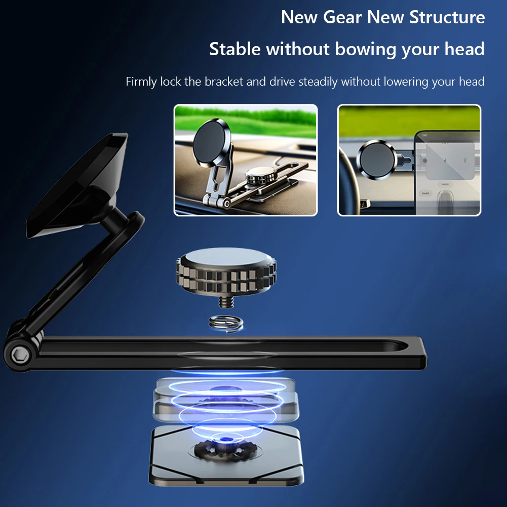 Car Phone Magnetic Bracket Slide Rail Adjustable Foldable Telescopic 360 Degree Rotary Center Control Screen for iPhone 14 13 12