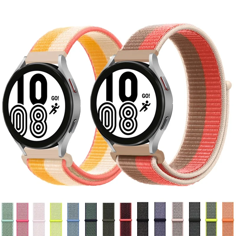 Loop de nylon para Samsung Galaxy Watch 4, 20, 22mm, clássico 46, 40, pulseira ativa 2, Huawei GT2, 3, 4, 6, 5, pro, 45mm, 44