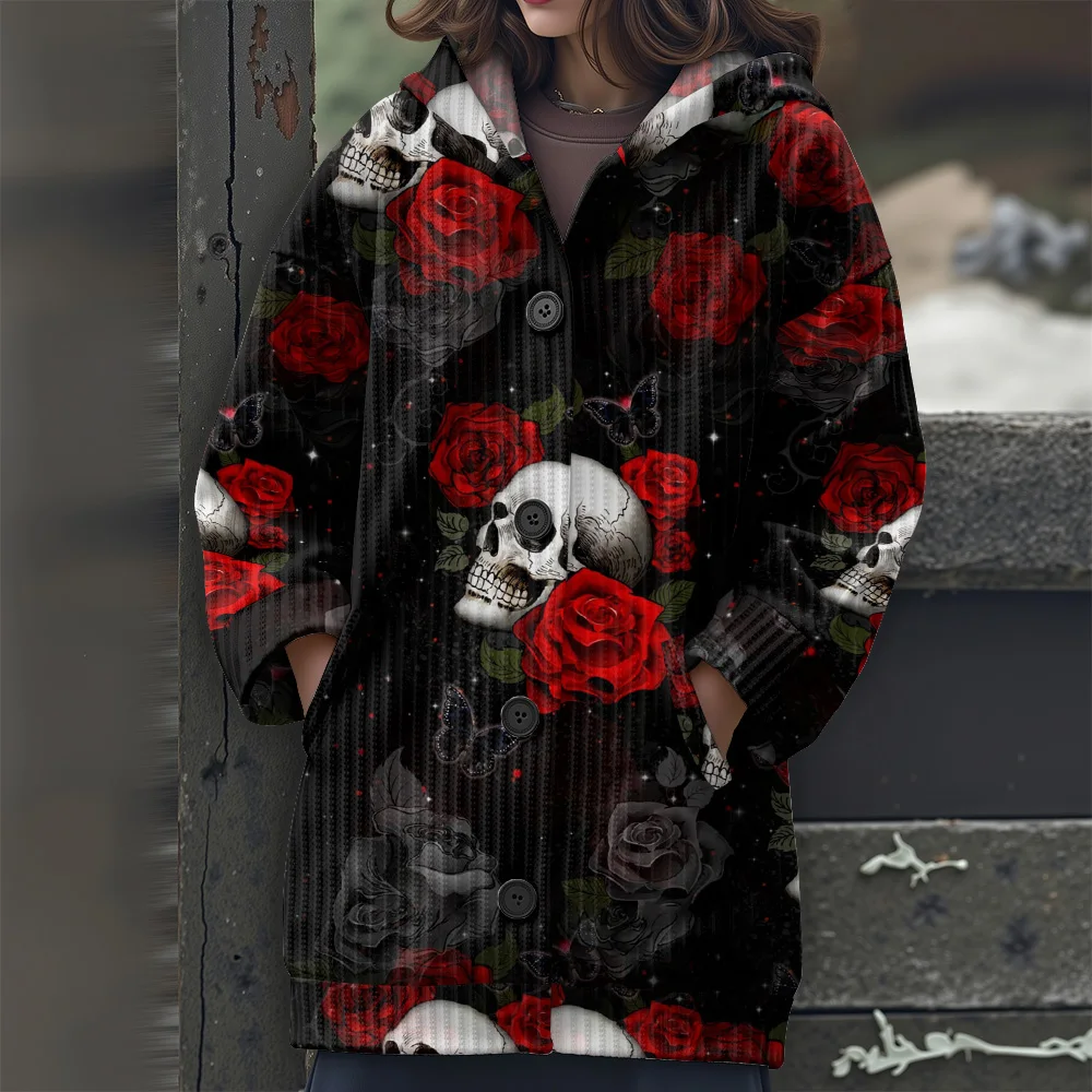 수채화 꽃 캐주얼 여성용 스웨터 꽃잎 패턴 여성용 스웨터 열대 식물과 꽃 후드 스웨터