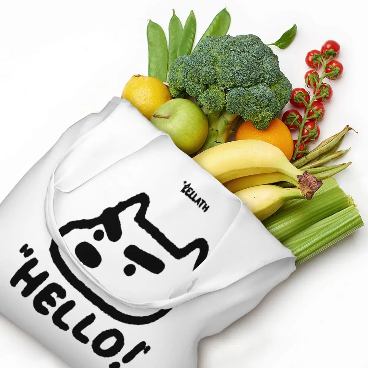 Hello From The Dog Large Capacity Canvas Tote Bag Single Shoulder Work Commute Bag For Women Eco-Friendly Shopping Bag