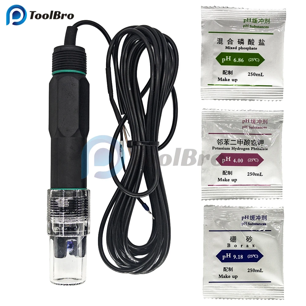 Industrial em Linha ph Orp Eletrodo Bnc Conector Metro Comprimento Cabo para Água Pureza Tester Acidez Detector Aquário Piscina
