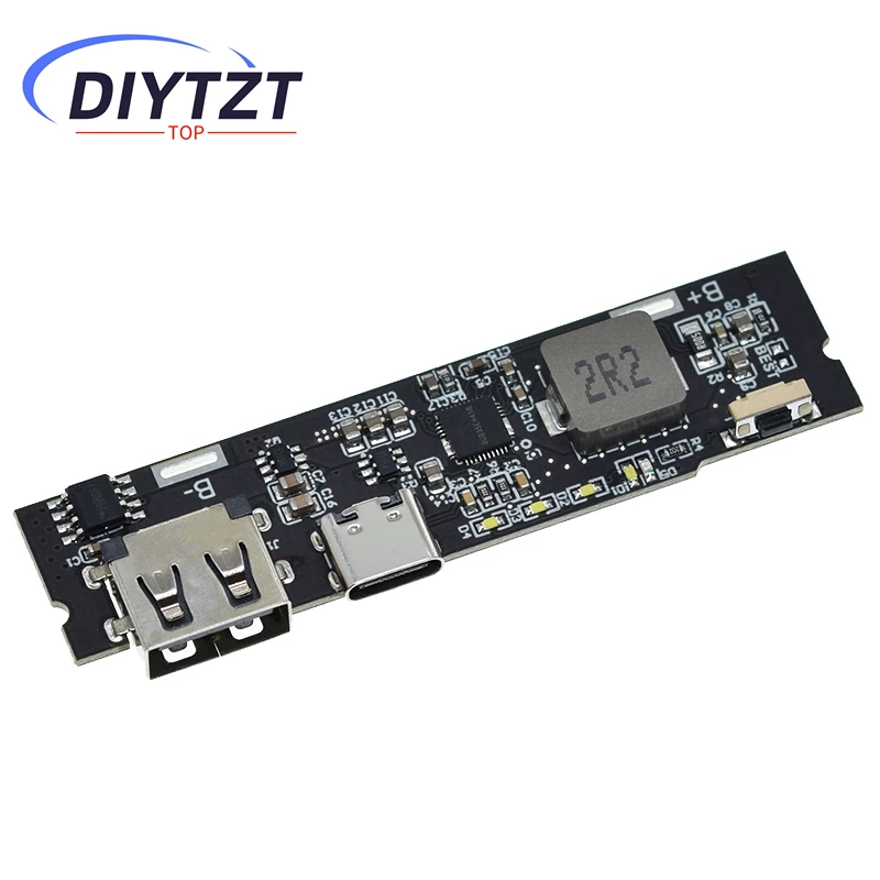 DIYTZT QC3.0 QC2.0 Dual USB 18W Type-C USB SW6106PD شحن سريع باور بانك متنقل 18650 وحدة شحن مع مؤشر