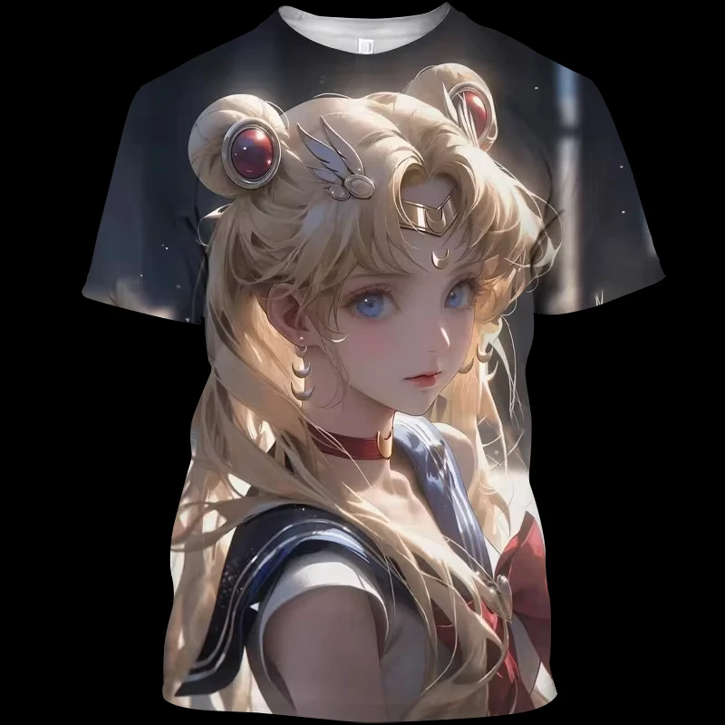 2024 New Sailor Moon Anime 3D printed Tshirt Summer Fashion Casual Cute Gir T Shirts Harajuku O-Neck Child Unisex Mens Clothing