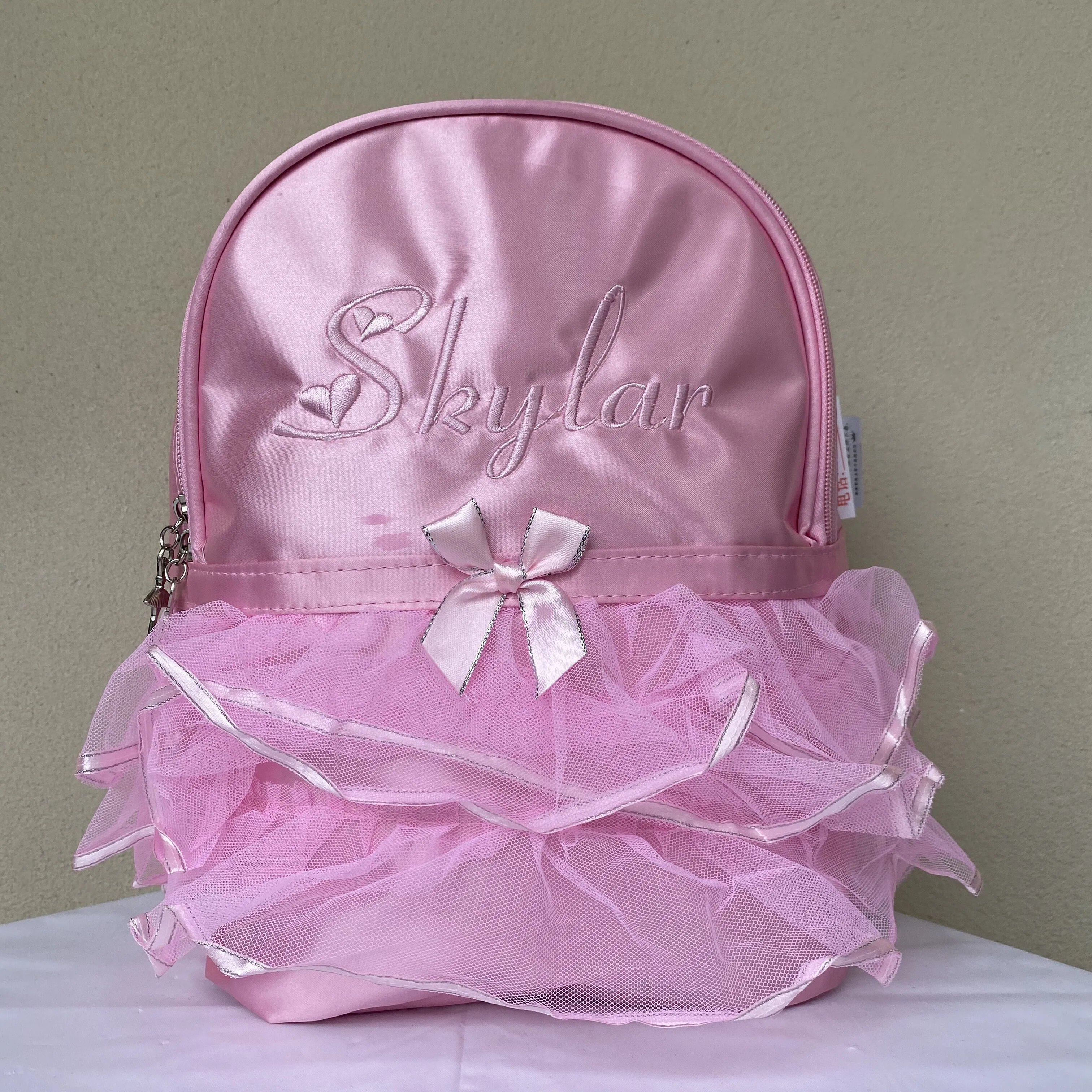 Embrodiery Cute Ballet Dance Bag Princess Backpack Pink Shoulder Bag Girls Custom Name Nylon Backpack