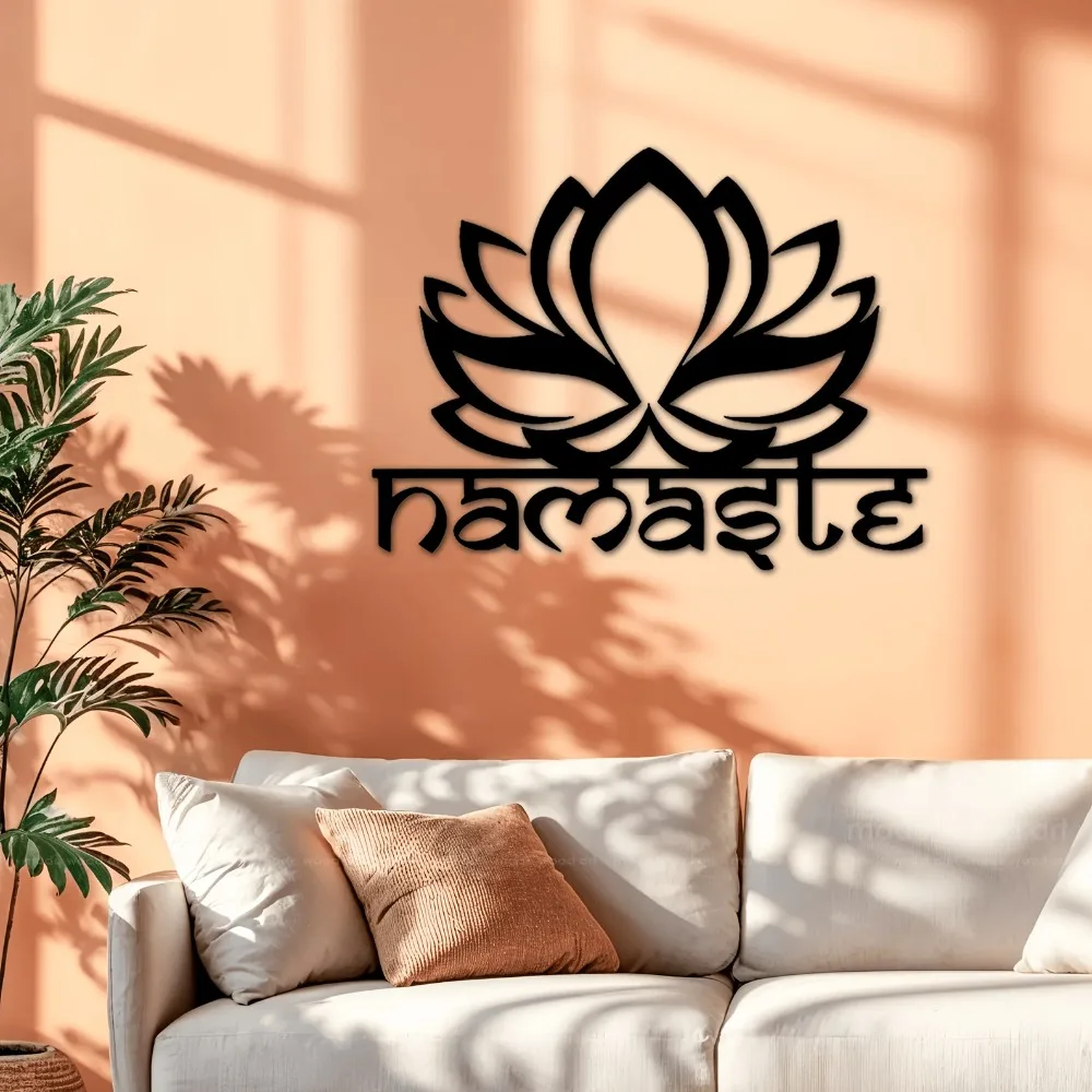 CIFBUY Metal Wall Art Lotus Namaste Mandala Yoga Meditation Zen Spiritual Iron Sign Indoor Outdoor Home Decor Ornament Gift