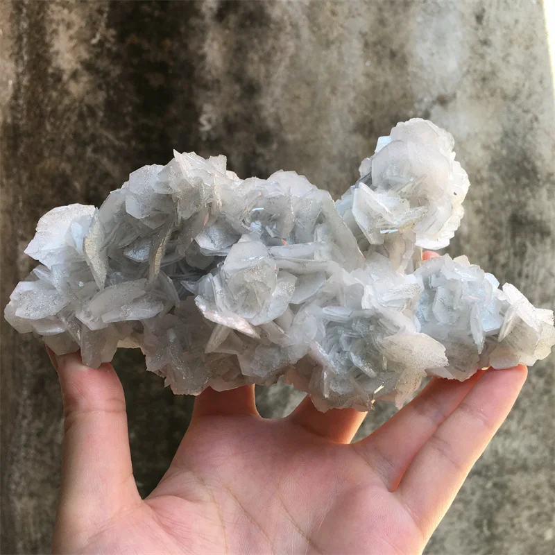 

590g Natural Rose Flake Petal Calcite (Fluorescence ) With Pyrite Mineral Specimen Crystal Healing Energy Stone Home Decor
