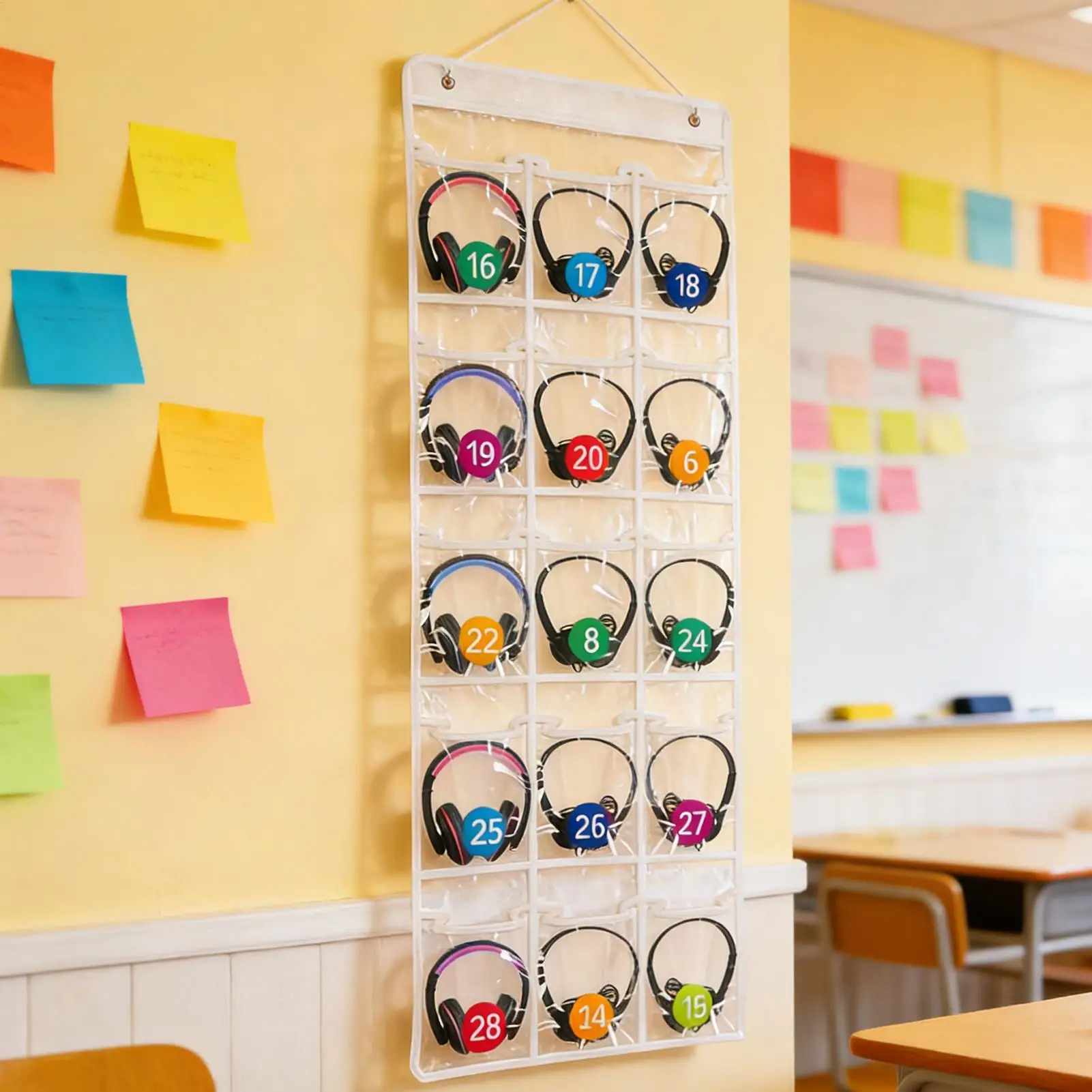 Classroom Pocket Chart PVC Cell Phone Organization Pouch Over The Door Headphone Organizer For Smartphone Calculator Earphone