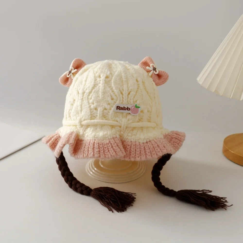 

Cartoon Warm Knitted Hat Breathable Windproof Wig Hats Soft Newborn Beanie Cap Autumn and Winter