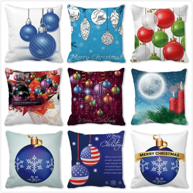Christmas ornament ball collection Digital printing short plush pillow covers for car sofa office cushion cover home goods