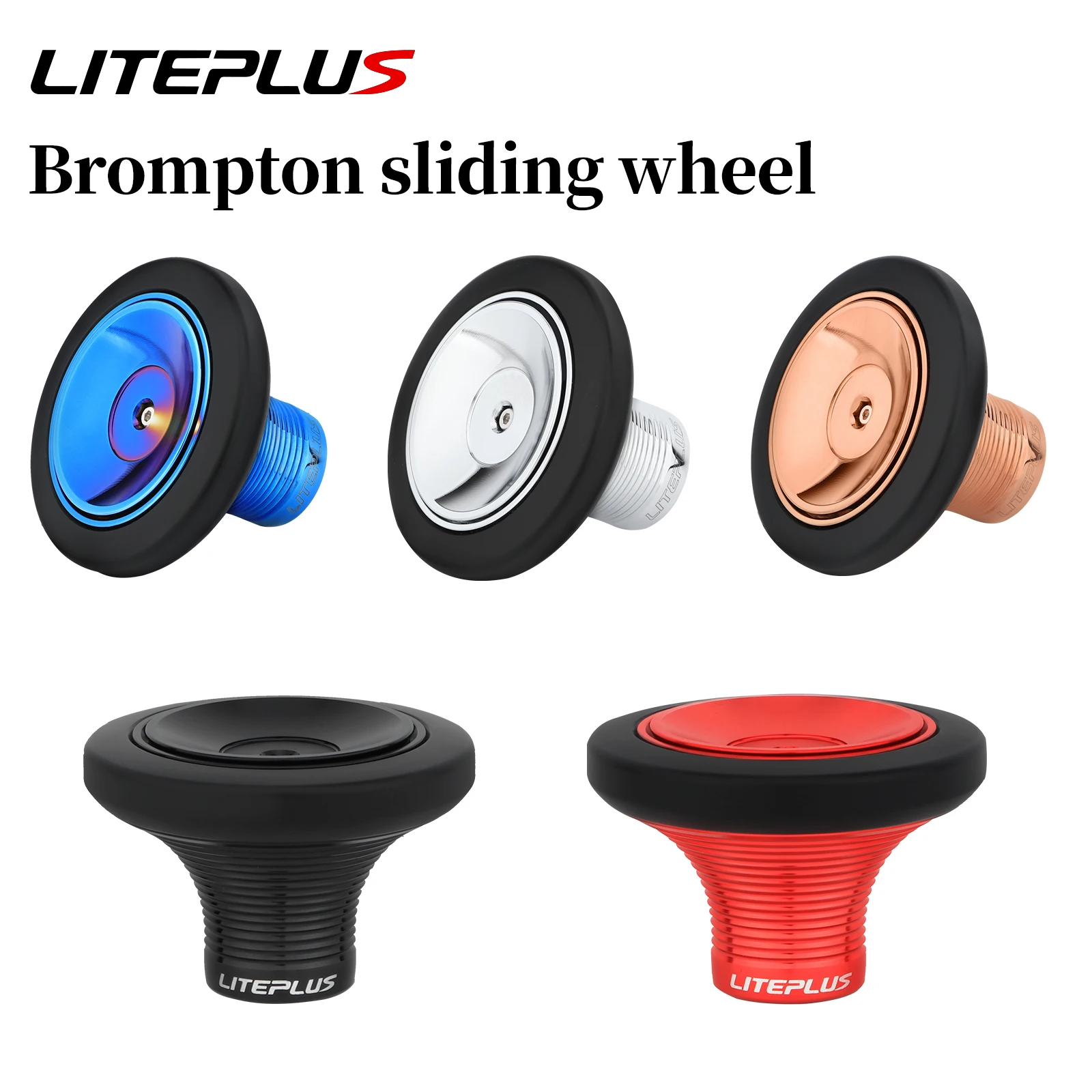 For Brompton Folding Bike Sliding Wheel Aluminum Alloy CNC Easywheel Ultralight Sealed Bearing Push Wheels Cycling Parts