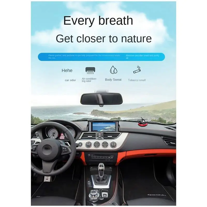 

Car Perfume Aromatherapy Ornament Helicopter Solar Rotating Fragrance Car Air Freshener Car Interior Accessories(Red)