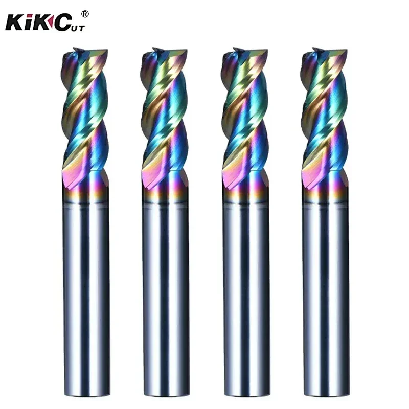 1PCS High Efficiency Wear-Resistant  Milling Cutter With Colorful Coating For Aluminum CNC Machine Tool Carbide End Mill