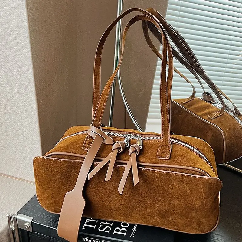 

Простая женская сумка-тоут в стиле ретро Faion, модная сумка на одно плечо для подмышек, сумка из замши, внутренняя мягкая застежка-молния